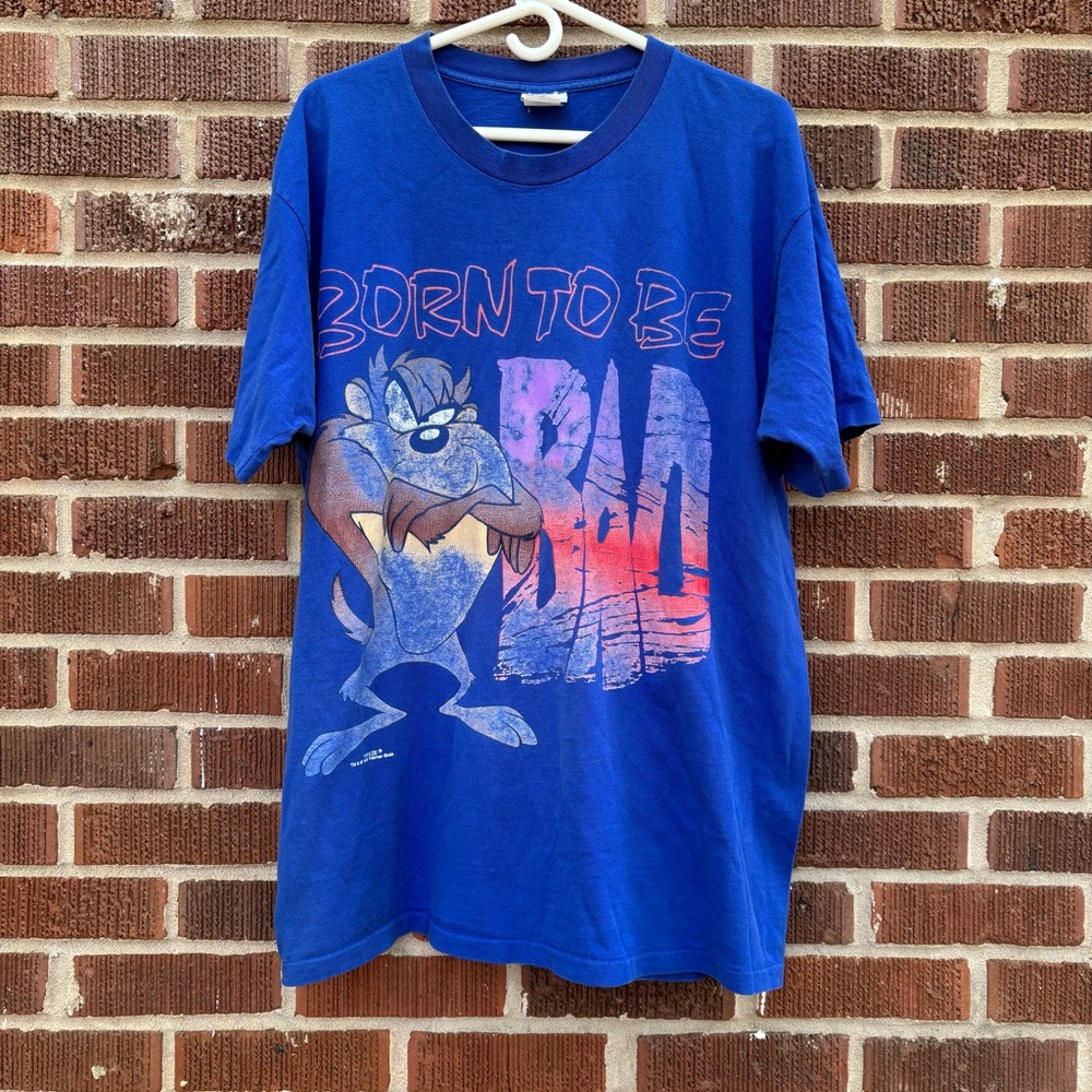 Vtg FREEZE Taz Born To Be Bad 1996 (98) Mega Print T Shirt 90s Looney Tubes XL